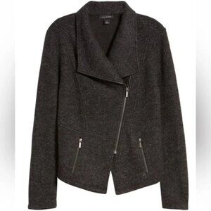 Halogen Dark Grey Asymmetical Moto Zip Jacket